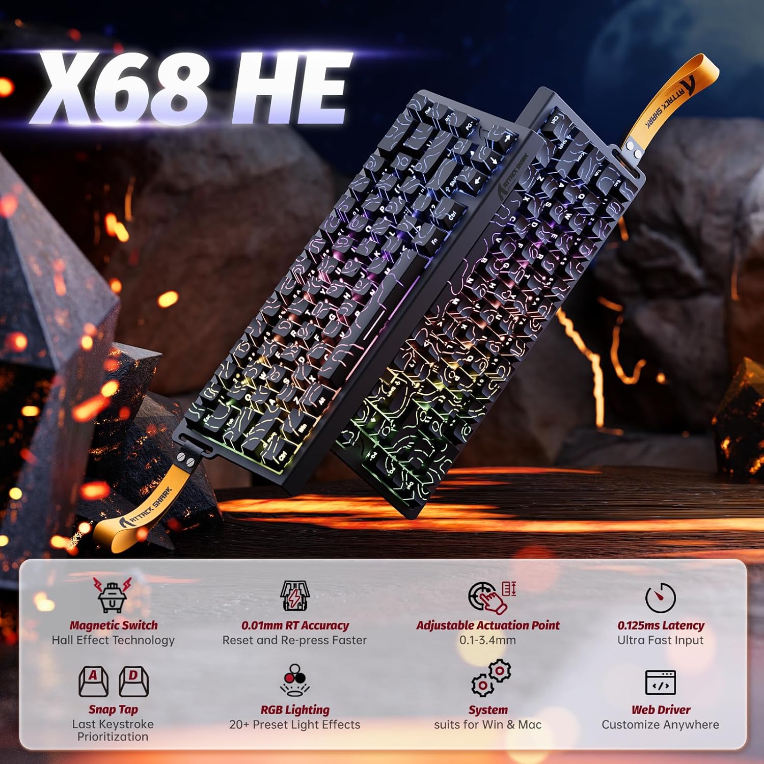 Mechanical keyboard with RGB lighting on a dark background